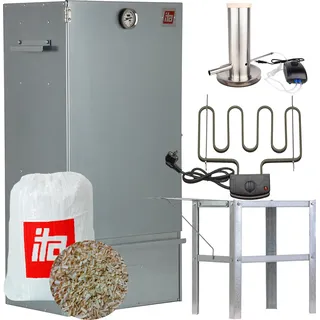 ITA Räucherofen 7005 - Premium Räucherschrank aus Edelstahl mit 3 Etagen 81 cm - Qualität EU - Smoker- Direkt vom Hersteller - Silber