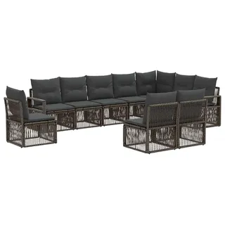 vidaXL Gartensofa-set 10 stk. Grau Poly-Rattan - Grau