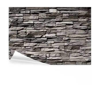 decomonkey Fototapete selbstklebend Steinwand Stein, 392x280 cm, Steinoptik | Steintapete, 3D, Mauer, grau, Selbstklebende, Tapeten, Wand, Fototapeten, Tapete, Wandtapete, klebend, Klebefolie