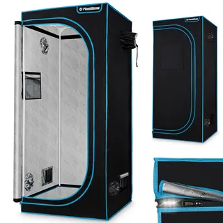 PlantiGrow - Growbox – Indoor Gewächshaus, Anzuchtzelt, Zuchtzelt, Anbauzelt - 80x80x180 - Schwarz