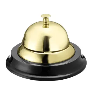 WESTMARK Nobel Tischglocke, gold, Edle Tischklingel mit einem schön gearbeitetem Holz-Fuss, 1 Klingel