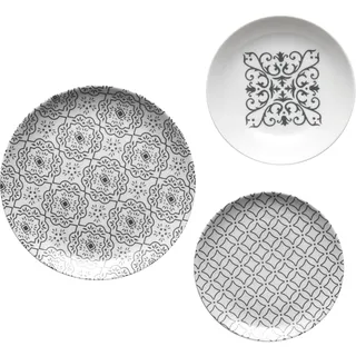 Guzzini - LE MAIOLICHE Set mit 6 Tischplatten, Esstellern, tiefen Tellern, Obst-/Desserttellern - Cielo Grey - 10290992