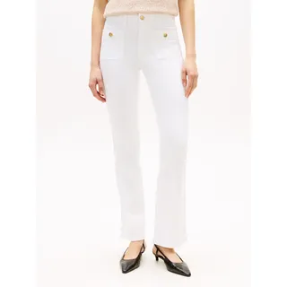 Bootcut-Jeans TOMMY HILFIGER "DNM CLR BOOTCUT RW", Damen, Gr. 27, Länge 32, th optic weiß, Denim/Jeans, Obermaterial: 99% Baumwolle, 1% Elasthan, unifarben, regular fit, Jeans Bootcut-Jeans