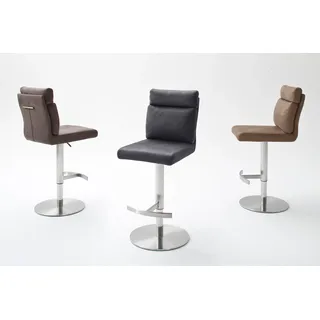 MCA Furniture Bistrostuhl MCA FURNITURE "RABEA Barstuhl mit Griff", schwarz (schwarz, edelstahl gebürstet), B:40cm H:91cm T:58cm, Kunstleder, Stühle, Bistrostuhl, Bodenplatte rund, 360 drehbar, Sitzhöhe einstellbar von 53-78 cm