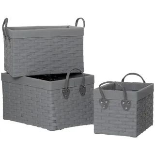 Premier Housewares LIDA Gitter grau rechteckige Aufbewahrungskörbe, Gewebe, Metall, PP-Polypropylen, PVC, 28x40x24