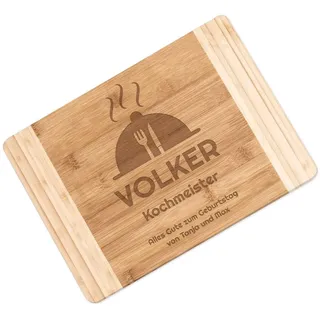 Maverton Bambus Schneidebrett mit Gravur, Servierbrett, Brotzeitbrett | Massiv, Größe: 35x25 cm, Schneidebrett für Männer, Weihnachtsgeschenke, zum Geburtstag, zu Weihnachten, Kochmeister