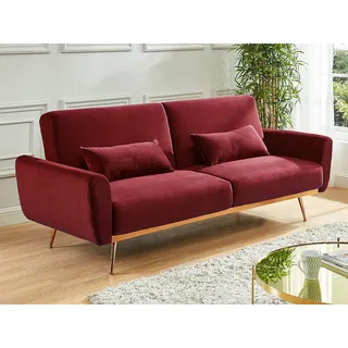 Schlafsofa Klappsofa 3-Sitzer - Samt - Bordeauxrot - LAUNEI