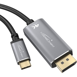 KabelDirekt – USB C auf DisplayPort Adapter Kabel mit bruchfesten Metallsteckern – 2 m (überträgt 4K-Video/60 Hz von Notebooks/Smartphones auf große Bildschirme – DP, USB 3.1, Typ C, Thunderbolt 3)