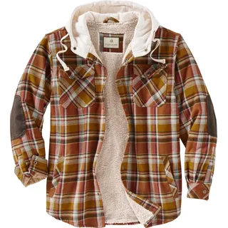 Legendary Whitetails Herren Camp Night Berberjacke mit Kapuze, Flanell, Gefüttert Langärmlig, Arrowood Plaid Braun, M