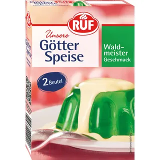 RUF Götterspeise Waldmeister, grüner Wackelpudding, Pulver für Götterspeise, einfache Zubereitung, nur Wasser & Zucker hinzufügen
