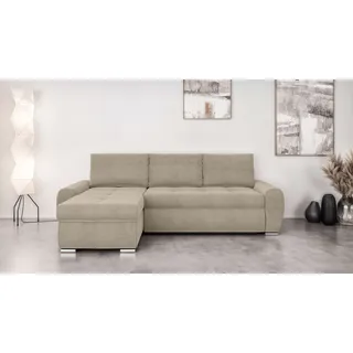 Home Affaire Ecksofa »HAVERHILL Schlafsofa mit Bettkasten, Maße B/H/T: 237/89/166 cm« L-Form mit Recamiere links oder rechts bestellbar, Wellenunterfederung, beige