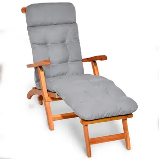 Beautissu Deckchair Auflage 200 x 50 x 8 cm hellgrau 1 St.