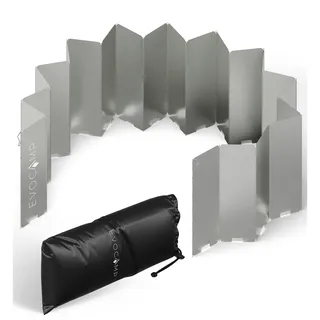 evocamp Windschutz für Gaskocher, Spirituskocher Outdoor, Campingkocher, Grill, Camping Feuerstelle, Gaskocher Windschutz faltbar, vielfältig einsetzbar, 3 Größen erhältlich, inklusive Tasche