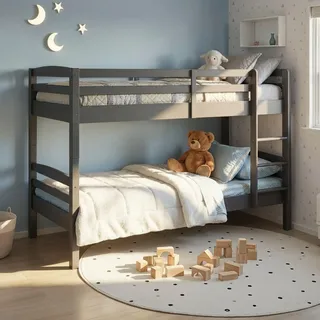 Interlink Etagenbett Lavus 90 x 200 cm Kiefer massivholz grau lackiert