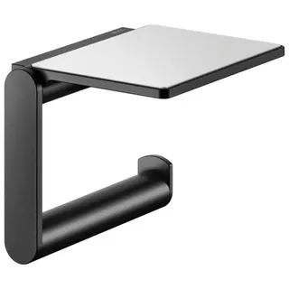 KEUCO PLAN Toilettenpapierhalter mit Ablage, schwenkbar, 14973370000, Farbe: Schwarz Matt