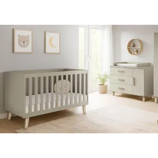 Pinolino Babyzimmer , Eichefarben, Beige , Holzwerkstoff , 3 Schubladen , FSC Mix , zum Juniorbett umbaubar, höhenverstellbar, Sprossen mit Normabstand, zum Sitzsofa umbaubar, Aufbauanleitung im Karton, Lattenrost inklusive, Schlupfsprossen , Babymöbel & Kindermöbel, Babyzimmer, Babyzimmer-Serien