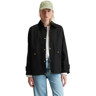 Marc O'Polo Langjacke im Cape-Stil, Kragen mit Cord, relaxed fit, schwarz