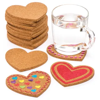 Baker Ross AW103 Korkuntersetzer in Herzform, Großpackung mit 30 Stück, ideal für Bastelarbeiten zum Muttertag oder Valentinstag, für Klassen