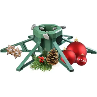 KADAX Weihnachtsbaumständer mit Wassertank, moderner Christbaumständer aus robustem Kunststoff - Grün
