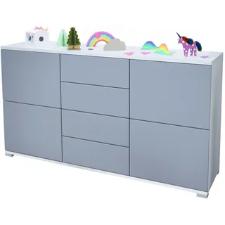 Vladon Sideboard Rova Denim matt , Holzwerkstoff , 138.5x75.5x35 cm , Kleinmöbel, Kommoden, Sideboards