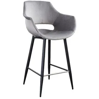 KAWOLA Thekenhocker, ZAJA Barstuhl Sitzhöhe 65 cm, Velvet Grau, Textil, 57x103x59 Esszimmer, Barmöbel, Barhocker