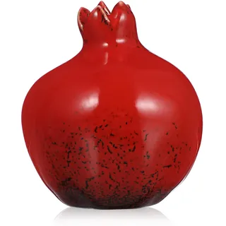 Rote Keramik Vase im Chinesischen Stil Granatapfel Form, Weihnachten Event | Kleine Deko für Zweige, 1 Stück Vase, Glatt Verarbeitet, Leicht zu Reinigen, für Nachttisch und Balkon Zufälliger Stil