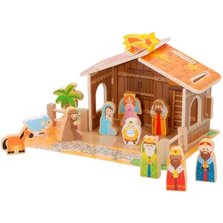 NICI WOOMAX - Weihnachtskrippe aus Holz, 20 Stück (ColorBaby 46204)