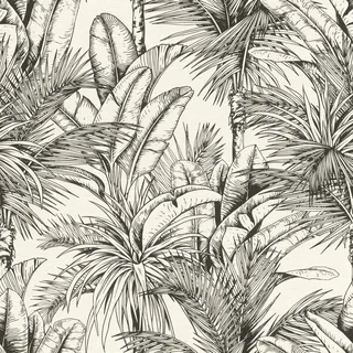 Rasch Textil Vliestapete Botanical 10,05 m x 0,53 m Schwarz/Weiß 478013