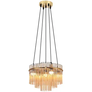 ZMH Pendelleuchte Thomas 15/40/150 cm , Goldfarben , Glas , E14 , 40x150x15 cm , Lampen & Leuchten, Innenbeleuchtung, Hängeleuchten, Pendelleuchten