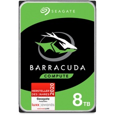 Seagate Barracuda 8TB interne Festplatte HDD, 3.5 Zoll, 5400 U/Min, 256 MB Cache, SATA 6GB/s, silber, FFP, Modellnr.: ST8000DMZ04