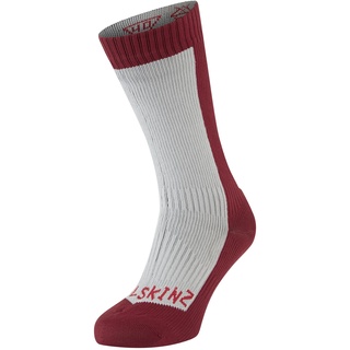 SealSkinz Unisex Kaltes Wasser Wasserdichte Socken – Mittellang, Grau/Rot, L, 11100064006, Grey / Red