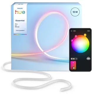 Hue Essential 10-Meter-LED-Flex-Lightstrip, RGBIC, lebendige Farben, flexible Innenbeleuchtung, einfache Installation, App- und Sprachsteuerung, kompatibel mit Alexa, Google Assistant und Apple Home