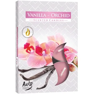 Bispol Duft-Teelichter, Vanille-Orchidee, 6 Stück, Rose, 4h