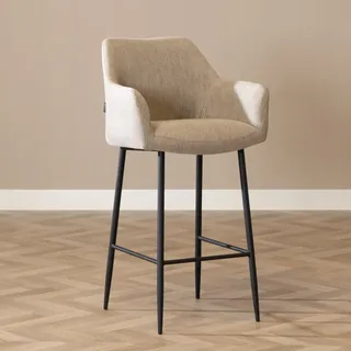 Bronx71 Barhocker mit Armlehne Niklas recycelter Stoff taupe 78cm - Beige