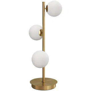 Homcom Tischlampe mit 3 Kugelschirmen G9-Fassungen Messing , Messingfarben , Metall , 24x53x24 cm , Lampen & Leuchten, Innenbeleuchtung, Tischlampen