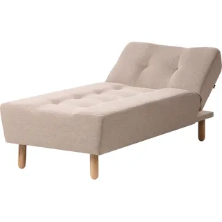 BELIANI Chaiselongue Universal Beige Stoffbezug Gesteppt mit Schlaffunktion Verstellbare Rückenlehne Holzfüße Retro-Design Wohnzimmer Ausstattung - Beige, Braun