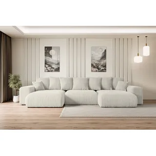 altdecor Ecksofa mit Schlaffunktion und Bettkasten Corner Sofa Eckcouch Couch U-Form universal, links/rechts angeordnet Schlafcouch Ausziehbar Wohnlandschaft ESKAR-U -364x176x84cm Hellgrau - Hellgrau, Grau