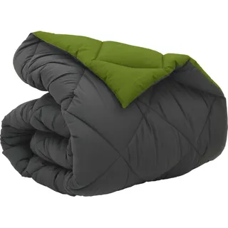 vidaXL Winterbettdecke Grün und Anthrazit 140 x 200 cm Mikrofaser - Grün