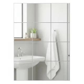 LISSEK 4er Set Spiegelfliesen Klebespiegel Spiegelkacheln 20 x 20cm 4-TLG. Spiegel Set