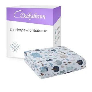 Dailydream Kinder Gewichtsdecke | 90x120 | 2,5 kg | Motiv Wald | aus 100% Baumwolle | mit Glasperlenfüllung | schwere Decke zum Schlafen | Weighted Blanket | Therapiedecke | Körpergewicht 20-35 kg