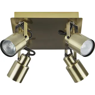 BELIANI Deckenleuchte Messing aus Metall 4-flammig Verstellbare Lampenschirme in Zylinderform Quadratischer Lampensockel Industrie Look Modern - Gold