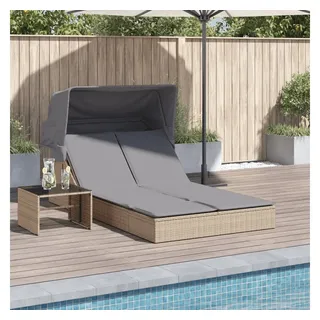 vidaXL Doppel-Sonnenliege 108 x 236 x 102/110 cm Beige