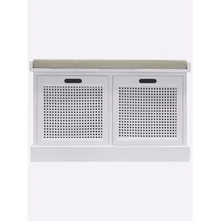 Bank HEINE HOME, weiß, B:75cm H:47,5cm T:40cm, Holz, Kunststoff, Sitzbänke, Bank