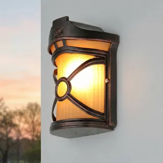 Wandlampe außen IP44 Weiß E27 Glas Holz Maritim Außenleuchte Wand Haus Garten