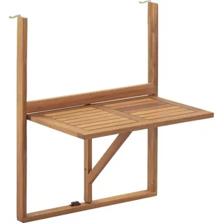 LILOU Klapptisch für den Balkon,Akazienholz, geölte Oberfläche, rechteckige Holzleisten, 60 x 44 x 80 cm, bis 30 kg - Braun