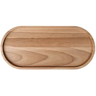 EFO Kerzenteller Holz | Holztablett aus Buchenholz mit erhöhtem Rand | Snackteller Holz für stilvolles Servieren, Dekoration oder als Kerzenuntersetzer | Dekotablett rustikal für Zuhause | Oval