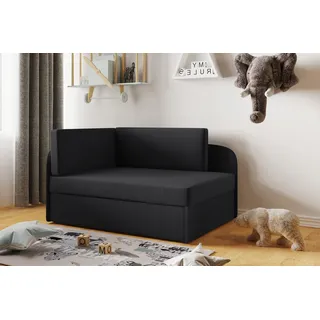 Kaiser Möbel Kinderbett Kindersofa mit schlaffinktion und bettkasten BETTY wachsendes Bett Links Schwarz - Schwarz