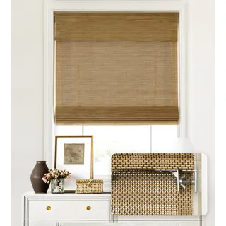 LazBlinds Schnurlose Bambus-Romanschirme ohne Bohren, lichtfilternde Fensterbehandlung, aufrollbare Bambusrollos für Fenster, 50,8 cm B x 162,2 cm H, Eichel