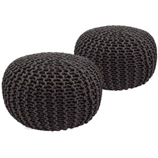 Pouf Set 2 Stück Strickhocker Bodenkissen Grobstrick-Optik Ø 55 cm H 37 cm grau & grau Sitzhocker