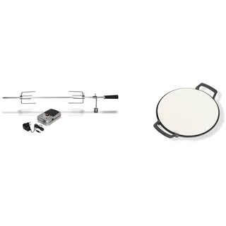 Enders Grillspieß 7903 für Gasgrill Boston 3 + 4 Brenner & Enders® Switch Grid Pizzastein, Halter aus Gusseisen, Gasgrill mit Rost-in-Rost System, Grill-Rost-Zubehör